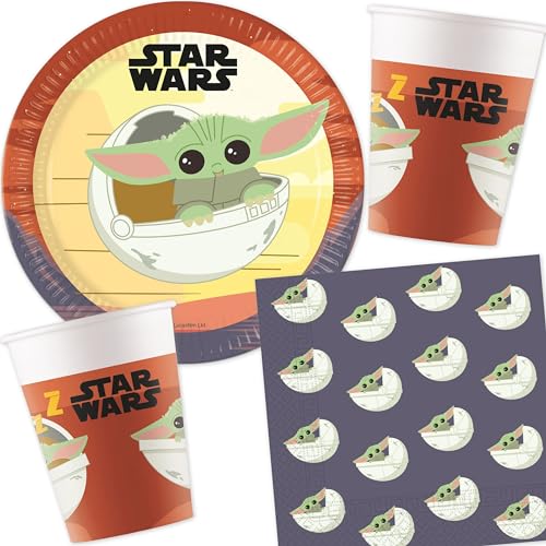 Kit de fête 36 pièces « Star Wars Mandala » avec assiettes en carton, serviettes et gobelets en carton pour anniversaire d'enfant et fête à thème |...