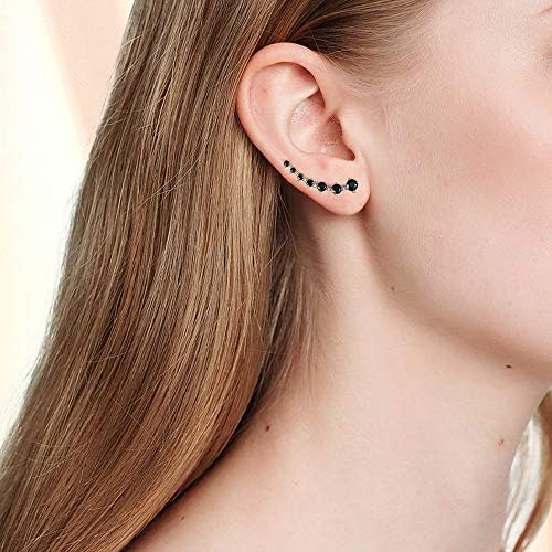 White Diamond Climbers Cuff Wrap CZ 925 Sterling Silver Fashion Stud Crawler Pierced Sweep up Earrings for Women Girls 7 Crystal CZ Hypoallergenic for Sensitive Ears Gifts for Birthday Bff