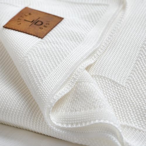 Image of Hypoallergenic Silky Baby Blanket - 30x40 Inches White, Oeko-TEX Certified, Thermal-Regulating, Soft Knit for Girls & Boys - Swaddle or Toddler Blanket, Dua