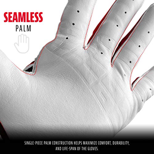 Franklin Sports MLB Powerstrap Batting Gloves, Pearl/Navy/Red Adult Medium - image 4