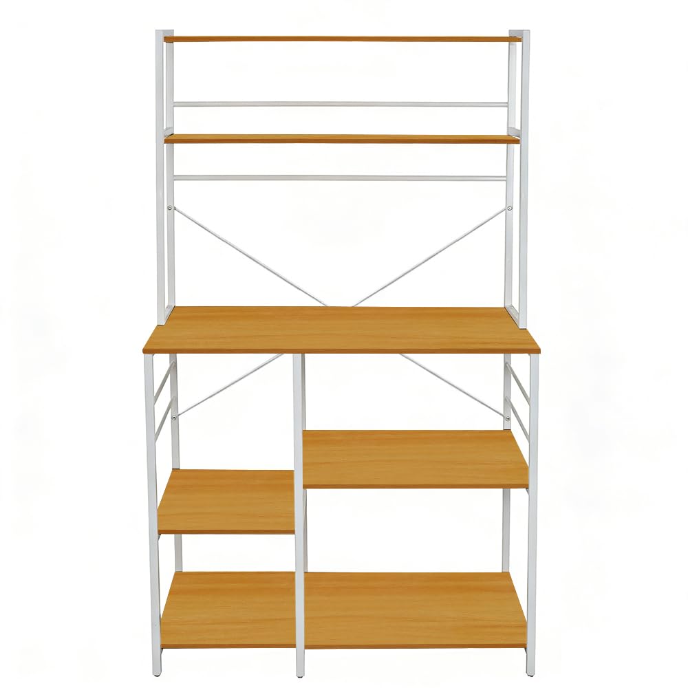 LANTUS Półka do kuchenki mikrofalowej, półka kuchenna z regulowaną komorą i 8 haczykami, zajmuje mało miejsca, na garnki, patelnie, talerze i miski 40 x 86 x 165,5 cm (A) (orzech)