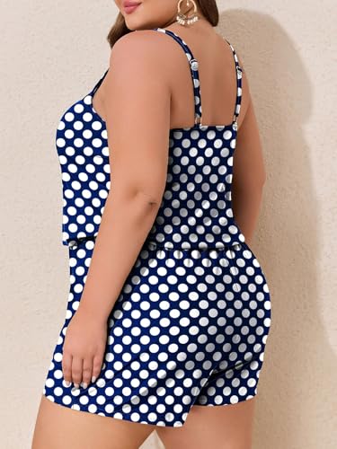 Image of Summer Mae Plus Size Swim Romper One Piece Swimsuit Women Blouson Bathing Suit with Pockets 2026 Modest Swimwear Polka Dot 20 Plus