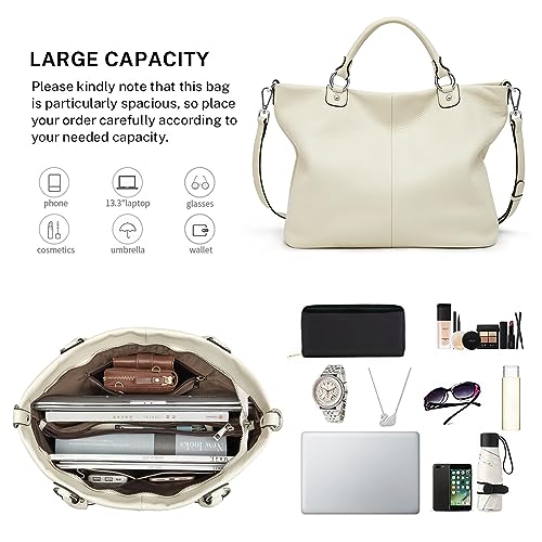 Image of Kattee Women's Soft Genuine Leather Tote Bag, Top Satchel Purses and Handbags