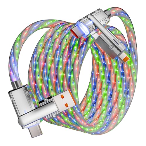 66W USB C Cable,4 in 1 Charging Cable Fast Charging, 3.3 FT Chubby USB A/C to C/L Multi Charging Cable with Light for iPhone 16/15/14/13 Series/MacBook/iPad Pro