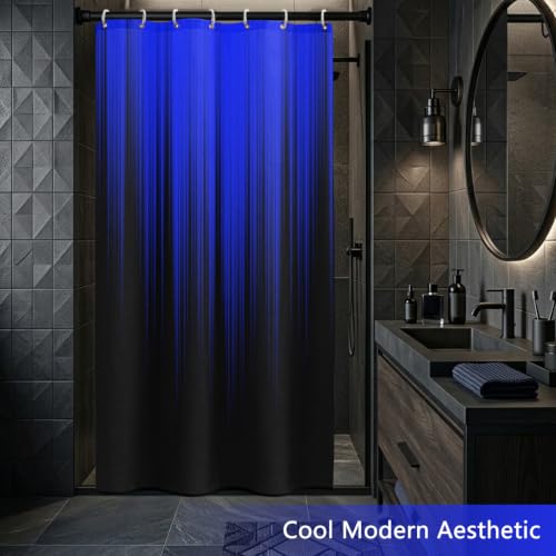 Image of AAtter Royal Blue Black Ombre Shower Curtain, Small Stall 36x72 Inch