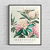 Marysville Washington Flower Market Art Print, Marysville Flower Wall Art, Coast Rhododendron Botanical Pastel Artwork Poster Washington Market Decor Poster Wall,26