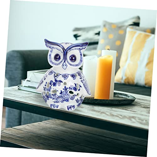 Homoyoyo Owl Porcelain Candle Holder Desk Topper The Office Desk Decor Chinoiserie Decor Owl Modeling Candlestick Owl Shape Candlestick Desktop Ceramics Ornaments Desktop Candle Stand #TOP3