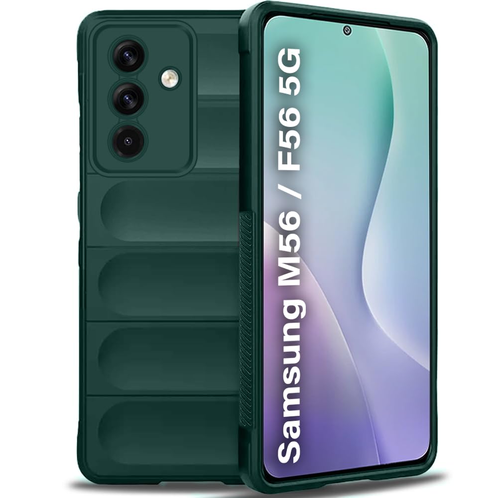 TheGiftKart Liquid Silicon Back Cover Case for Samsung Galaxy M56 5G / F56 5G | Shockproof Military Grade Protection | Micro-Fibre Cloth On Inner Side | Anti-Slip Grip Back Cover Case (TPU, Green)