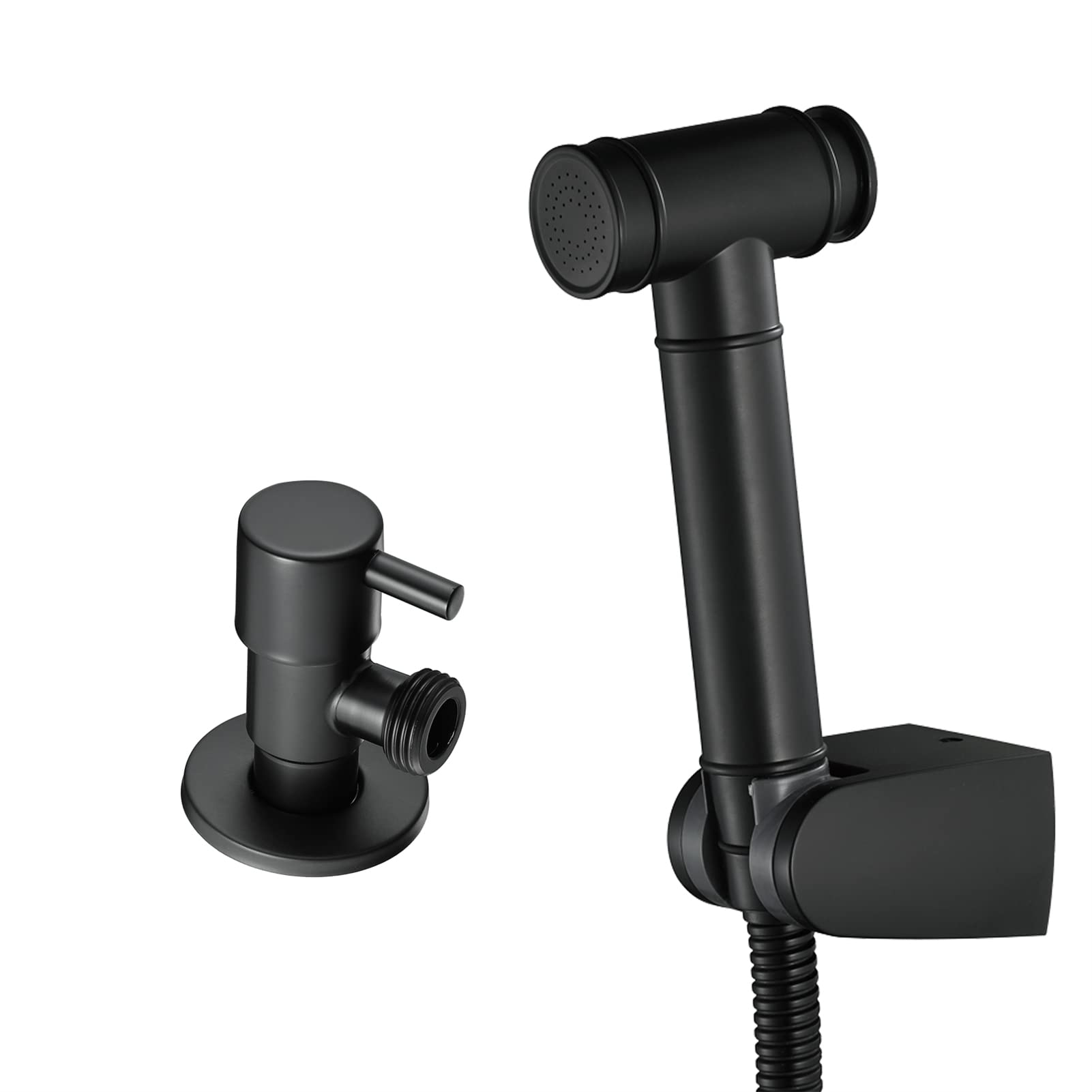 Gylhbqegb Women's Black With Angle Valve Handheld Bidet Sprayer Diaper Shattaf Douche Complete Set With Hose,Black(Black With Angle Valve)