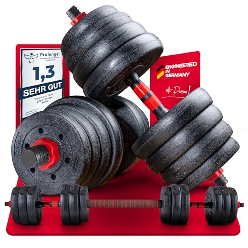 Sportstech 2in1 innovative Hanteln AH150 | Kurzhanteln & Langhantel | Hanteln Set mit 20/30/40kg | Hantelset verstellbar mit Sternverschluss + langes Verbindungsstück | Fitness für Männer & Frauen