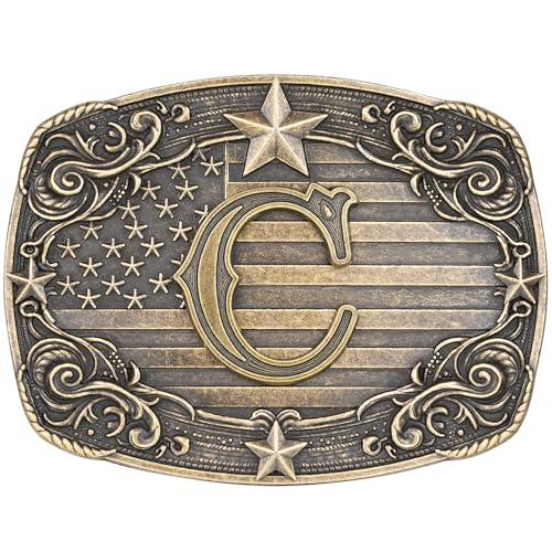Image of Western Belt Buckle for Men Women Initial Letter A to Z Cowboy Belt Buckle Texas Buckle hebillas vaqueras para hombre