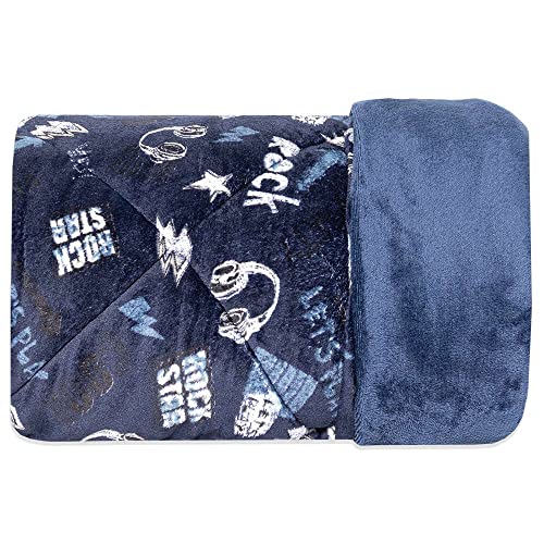 Edredom Plush Inove Estampado Solteiro Rock