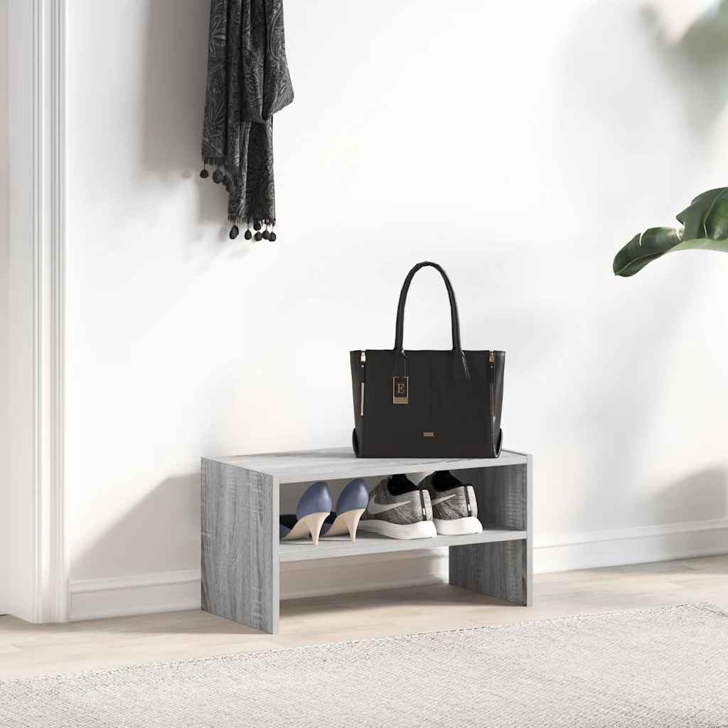Schuhregal stapelbar Grau Sonoma aus Holzwerkstoff 60 x 30 x 30,5 cm, Schuhschrank Schuhablage für Flur Diele Eingang, platzsparende Ordnung und Stauraum