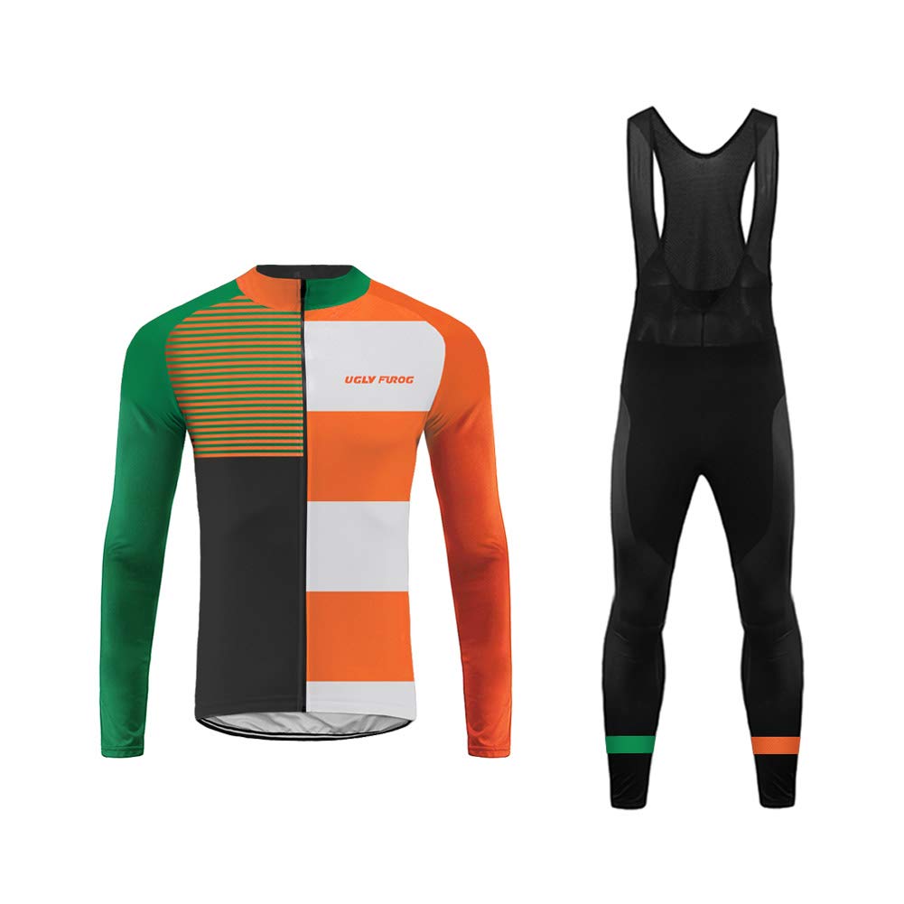 Bike Wear Hombres Invierno Térmico Ropa de Ciclismo Bicicleta Conjunto Traje de Ropa Deportiva Jersey de Manga Larga + Pantalones Respirable Secado Rápido/Bodies