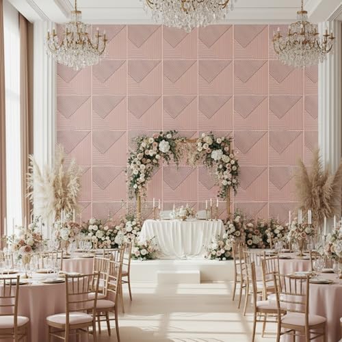 Image of Kayra Decor Wall Panels for Bedroom PVC Fluted Design Blush Pink Color 19.7 inch x 19.7 inch (Pack of 40) - Covers 107.80 Sq. Ft.
