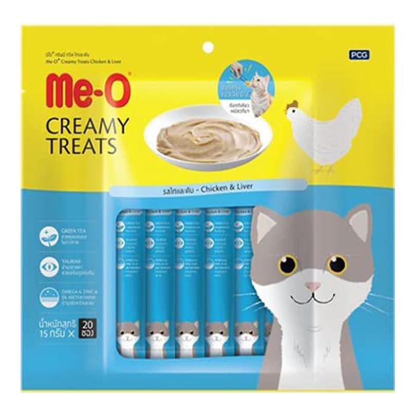 MeO Creamy Treats Salmon, Crab, Chicken & Liver Bonito Cat Treats Stick for Cat and Kitten 300g (Pack of 1) Sold by Fps (Chicken) (B0CVQH9S2J) Amazon Price History, Amazon Price Tracker
