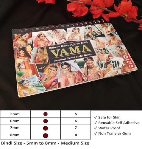 Image of VAMA Fashions Plain Round Red Maroon Multicolour Kumkum Bindis Sticker Bindiya Spiral Bride Groom Dulhan Bindi Book for Women