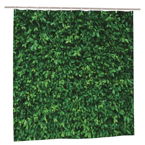 Newhomestyle Green Leaf Wall Outdoor Garden Theme Shower Curtain Quick-Drying Waterproof Outdoor Garden Decoration Summer Bath Curtain with 12 Hooks 180X180cm/ 71X71 inch