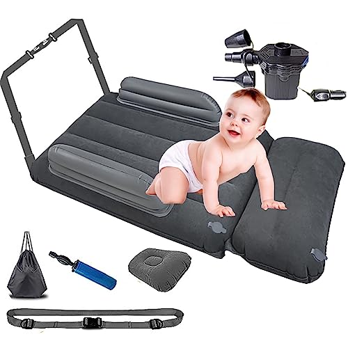 ilbcavne Cama Inflable del Coche del Avión para El Niño,bebé Portátil/Extensor del Asiento del Avión del Reposapiés del Niño,Tren,Coche,para El Recorrido Conveniente del Niño(Color:Grey+Car Inflator)