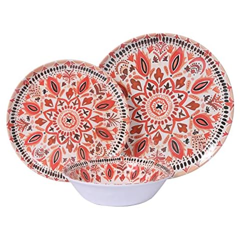 Plates and Bowls Sets, 12pcs Dinnerware Set Service for 4, Dishwasher Safe Cover