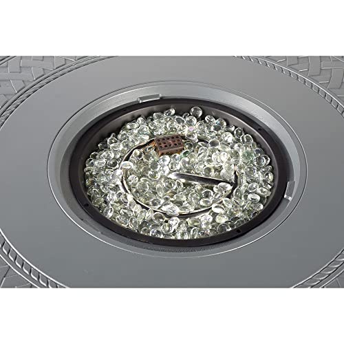 Image of Oakland Living Round 34 in. x 34 in. Aluminum Propane Fire Pit Table with Glass Beads, Two Covers, Lid, 37,000 BTUs in Grey Finish