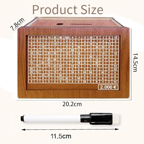 Money Saving Box, Wooden Savings Box, Money Saving Challenge with Numbers Tick with Counter, Reusable Cash Bank - Image 2