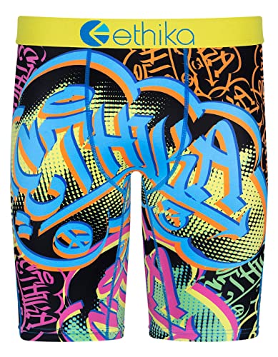 Ethika Men’s Boxer Brief, Knee Length, 4-Way Stretch Performance Underwear with Graphic Prints – ABC