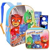 Hasbro PJ Masks Mochila escolar com lancheira para crianças ~ Pacote de 40 peças, lancheira, adesivos, mais com Catboy, Owlette e Gekko