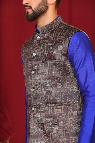 Image of Kurta With Churidar & Multicolor Nehru jacket Set