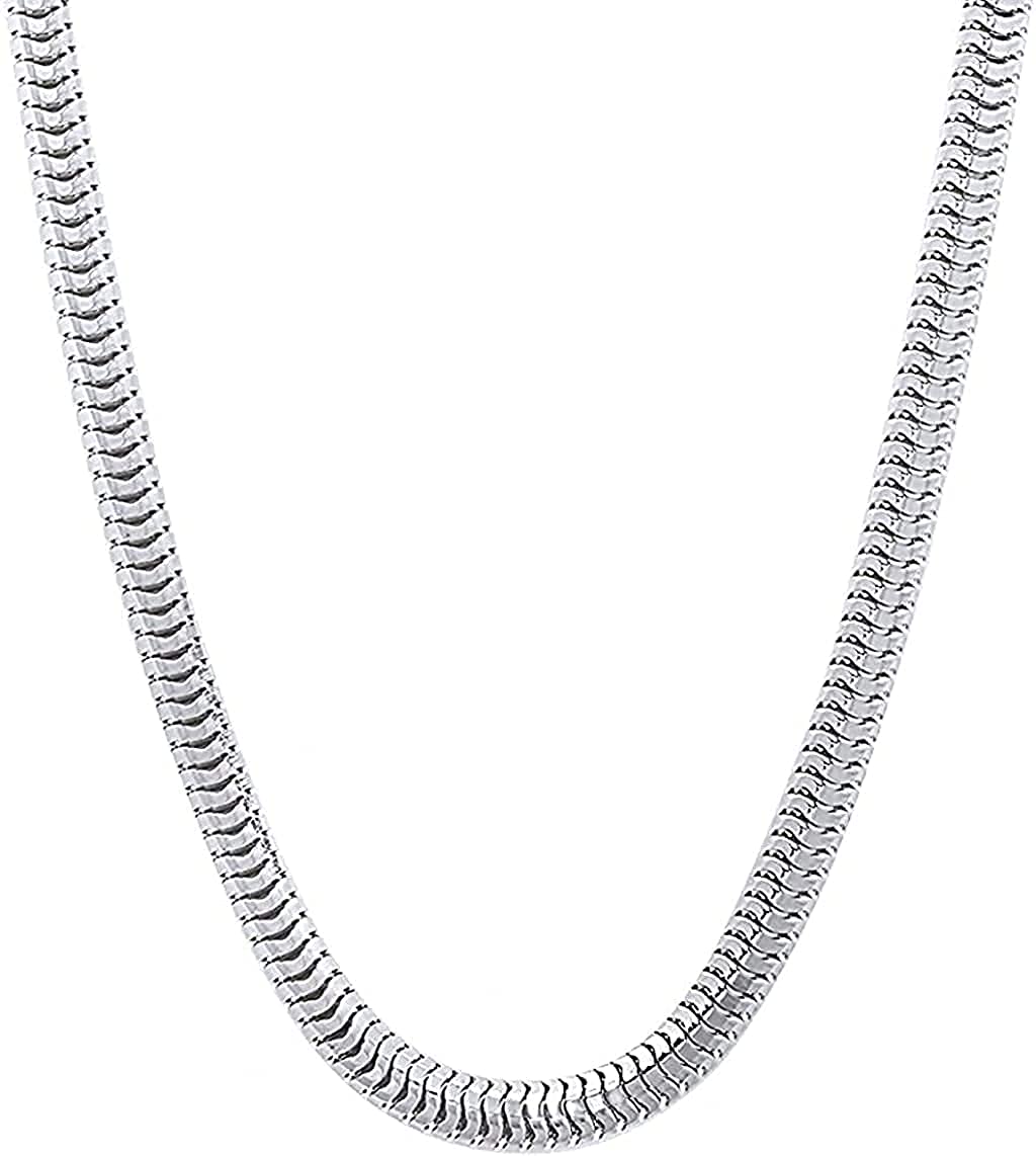 Savlano 925 Sterling Silver 4mm Solid Italian Round Diamond Cut Flexible Snake Chain Necklace With Gift Box For Men & Women - Made in Italy