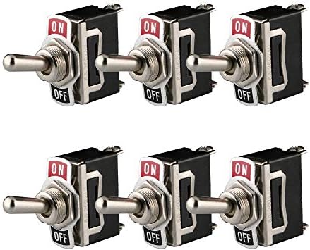 Gebildet Universal Rocker Toggle Switch 12V-24V-48V-110V/10A, 220V-230V/6A, 2 Pin SPST ON/Off Switch with Metal Bat, Used for Car Auto Truck Boat (Pack of 6, Black)