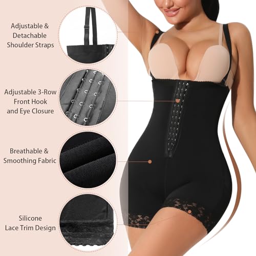Fajas Colombianas Shapewear for Women Tummy Control, Faja Body Shaper Butt Lifter Bodysuit with Zipper Crotch3