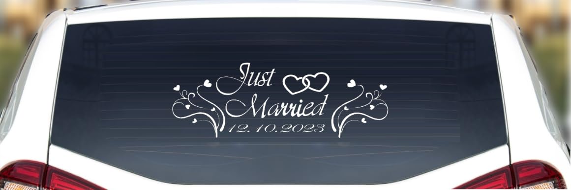 Just Married Decal Custom Car Decorations for Wedding Personalized Date Window Vinyl Sticker