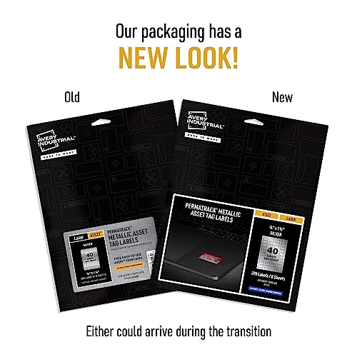 Image of Avery Metallic Asset Tag Labels, 3 /4 x 1-1 /2 inch, Laser Printable Tags, 320 Waterproof Labels (61523)