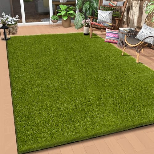 CooRug Artificial Grass Outdoor, 5x8 Ft Realistic Artificial Turf Grass Rug, Large Fake Grass for Dogs Indoor Outdoor Garden Lawn Landscape Patios Decoration