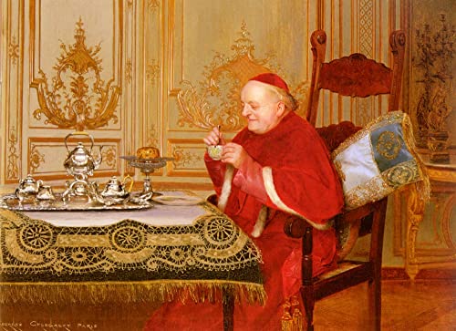 Toile Imprimer Affiche L'heure du thé de Georges Croegaert Décoration Salon Haute Qualité