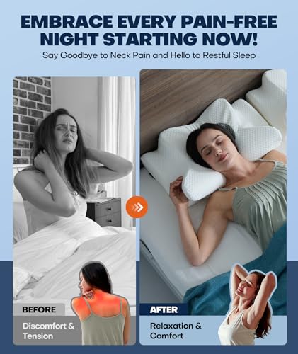 Image of Sleep Doctor Approved Cervical Neck Pillow for Sleeping, Ergonomic Contour Side Sleeper Pillows for Adults, Cooling Orthopedic Pillow for Pain Relief Support, Memory Foam Pillows Back Stomach Sleepers