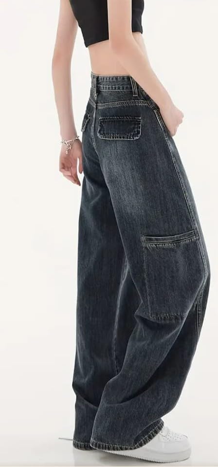 Image of ODDMONEKY Baggy Jeans for Women || Korean Jeans for Women || Wide Leg Korean High Waist Baggy Denim Pants (Wjeans-7)