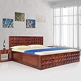 Craftswood Sheesham Wood King Size Storage Bed for Bedroom | Natrual Finish