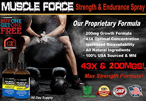Muscle Force Strength And Endurance Spray Formula, 2 Bottle Pack, 200Mg Proprietary Growth Formula, 2Oz Per Bottle #TOP2