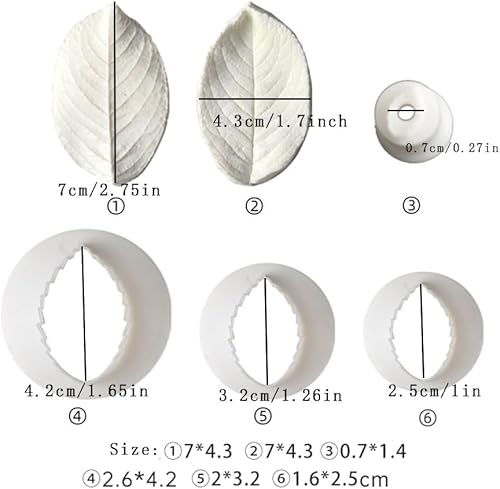Miniatura 3 de Juego de 6 moldes de silicona para pasta de goma y pasta de goma para chocolate y azúcar, 6 unidades