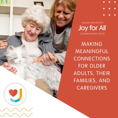 JOY FOR ALL Companion Pet for Seniors - Lifelike Animatronic Cat - Realistic Soft-Touch Fur & Purring - Therapy Stuffed Animal - Toy for Alzheimer's & Dementia - Silver w/White