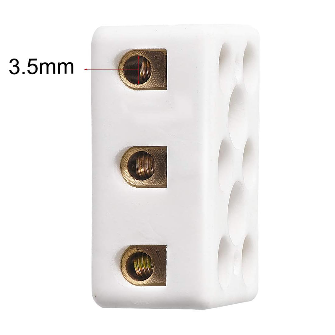 MACHSWON3 Way 8 Hole Ceramics Terminal Blocks,Ceramic Connector Block for Electrical Wire Cable,21.5x19.5x14.2mm,5pcs - Image 3