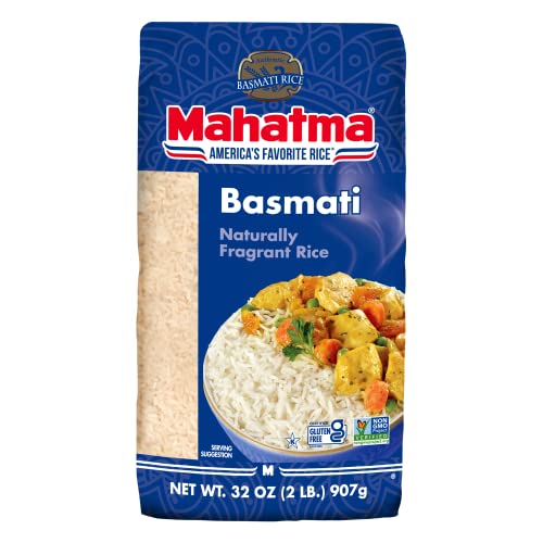 Image of Mahatma Basmati Rice, Fragrant Indian Rice, 2-Pound Bag | Aromatic rice for stovetop or microwave, quick and easy to cook, gluten-free, vegan, kosher, non-GMO, bulk bag