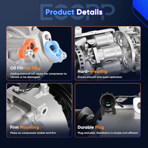 Image of ECCPP AC Compressor Fit for Kia Rondo L4 2.4L 2007-2012 | Fast Cooling AC Compressor with Clutch