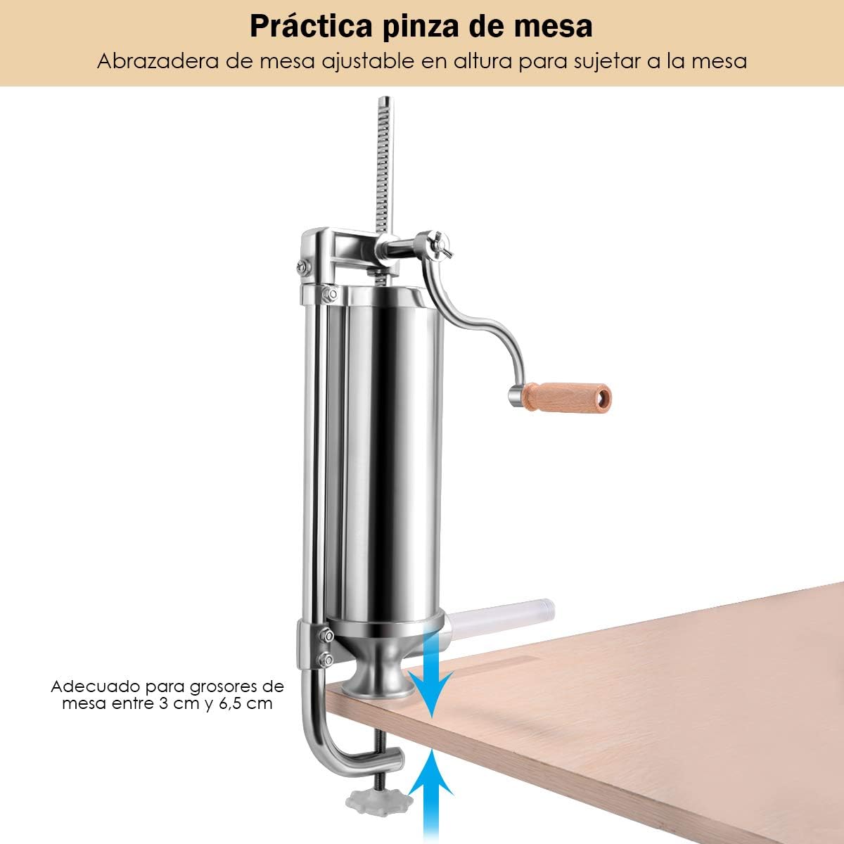 COSTWAY 2,5kg Embutidora de Chorizos, Embutidora Manual de Salchichas de Acero Inoxidable con Base Fija y 4 Tubos de Llenado, Máquina Casera para Embutir Salchichas para Hogar Fiesta