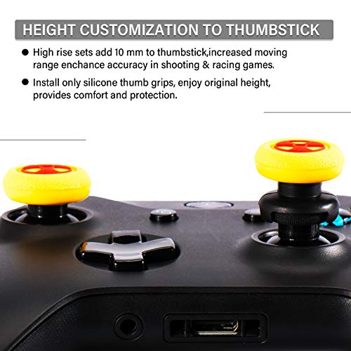 Image of Playrealm FPS Thumbstick Extender & 3D Texture Rubber Silicone Grip Cover 2 Sets for Xbox Series X /S & Xbox One Controller(Radiation Yellow)