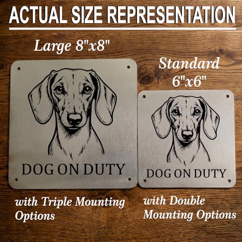 Image of Beware of Dog Sign Dachshund, 6x6 Inch, Durable Steel, Dual Mount