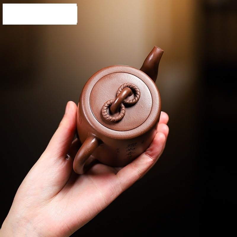 Tetera hecha a mano de 180 ml de arcilla morada hecha a mano con dos anillos, mineral crudo, tetera de barro morado, juego de té Zisha para preparar té de hojas