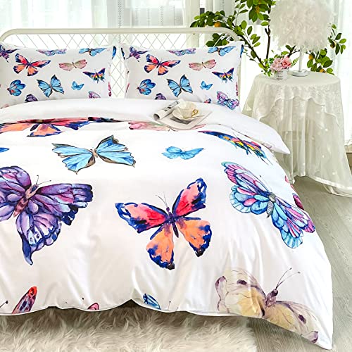 Cvhouse Butterfly Duvet Cover Set Twin Size,Butterfly Bedding Set,Butterflies Printed Comforter Cover Set For Girls Kids Teens,1 Quilt Cover 2 Pillowcases 3 Piece #TOP1